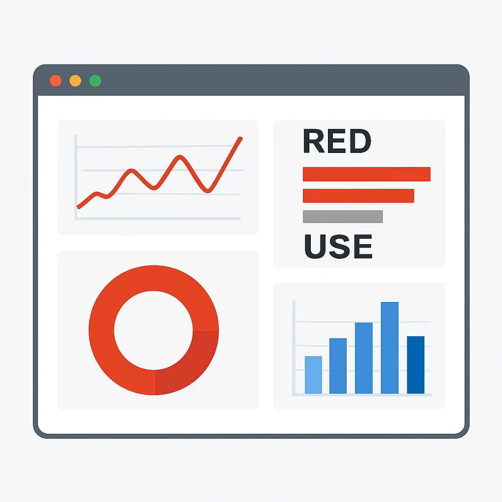 Grafana dashboard displaying backend service metrics