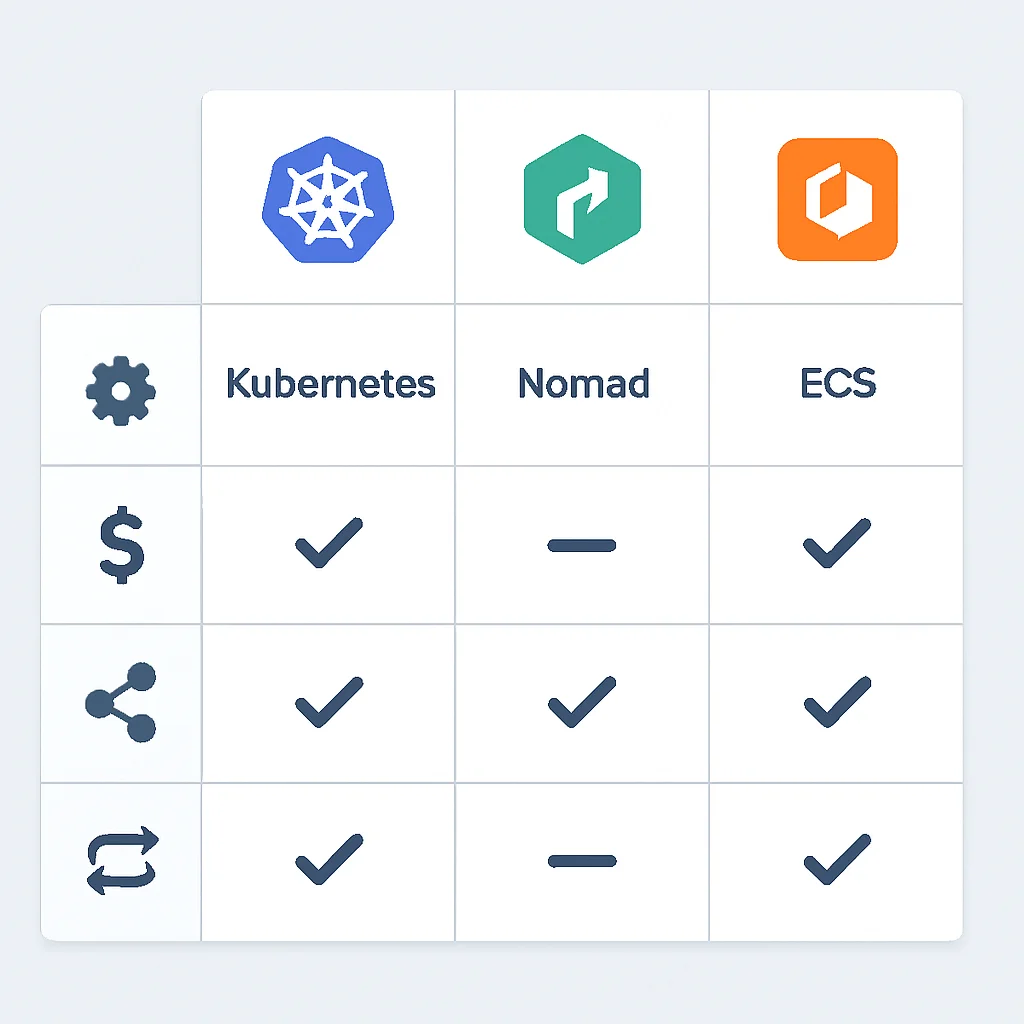 Feature comparison table of container orchestrators
