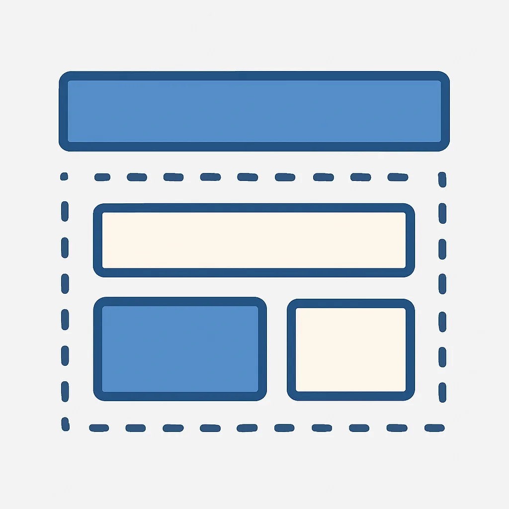 Diagramm zur Layout-Erstellung ohne Flex/Grid, nur mit Blockelementen und Padding
