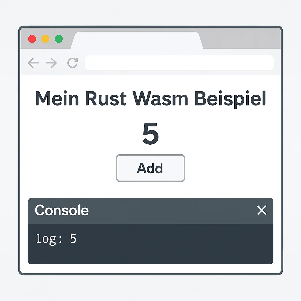 Browser-Screenshot des Rust-Wasm-Beispiels mit Ergebnis