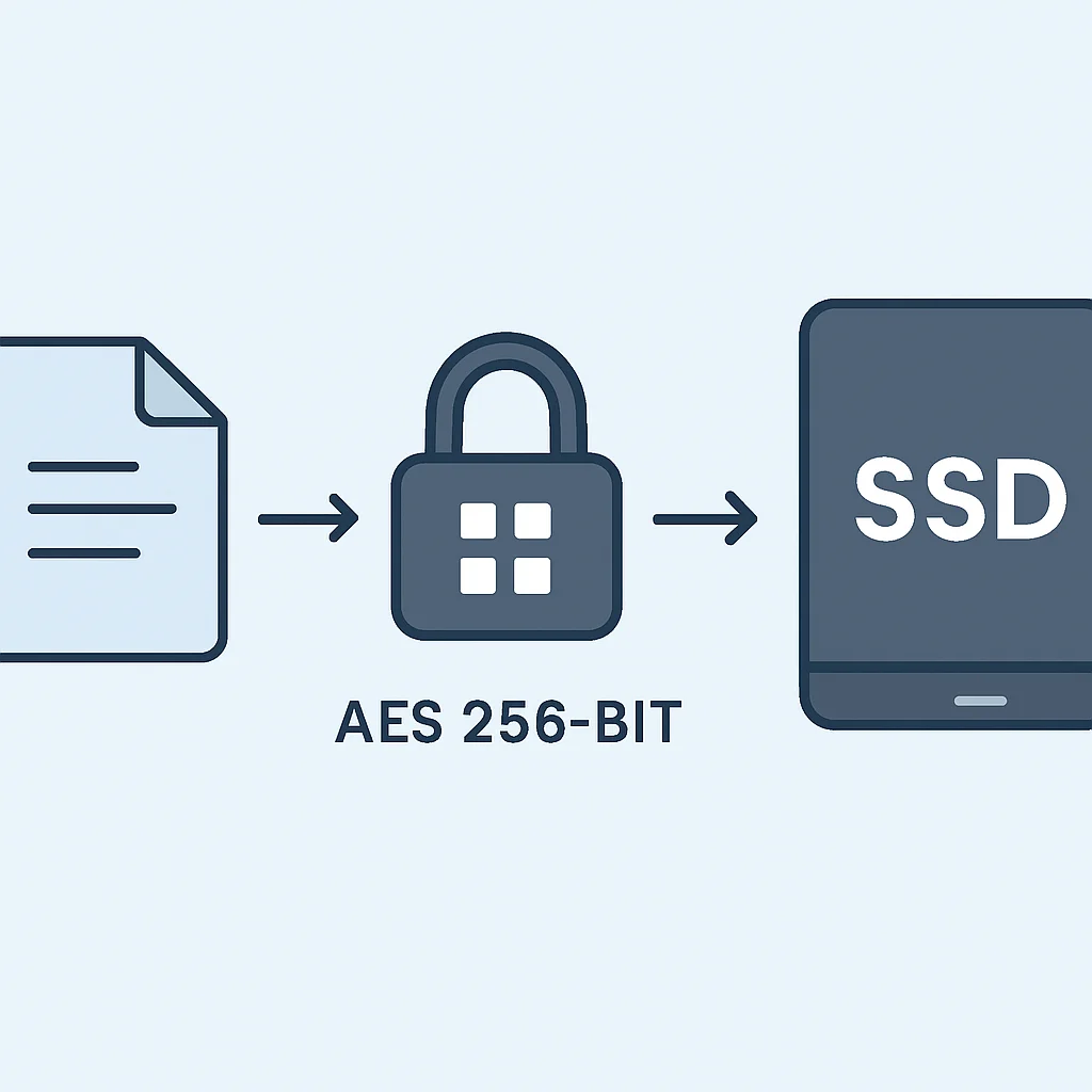 External SSD AES 256-bit hardware encryption diagram
