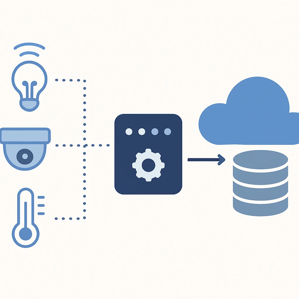 Hybrid IoT architecture data flow diagram