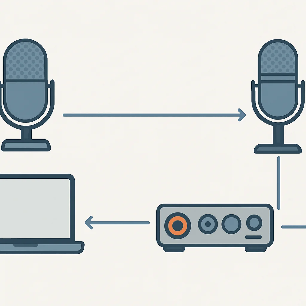 USB vs. XLR microphone setup diagram