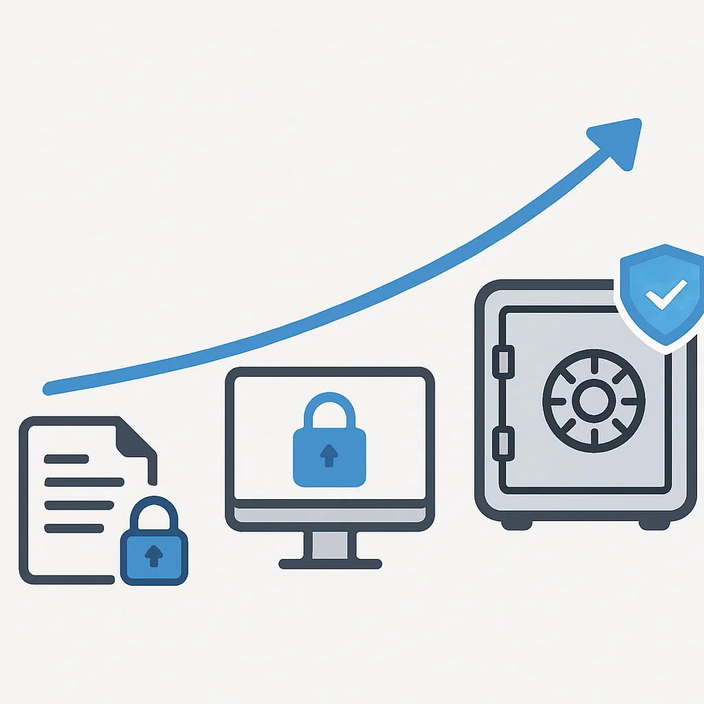 Diagram illustrating the progression of secrets management methods