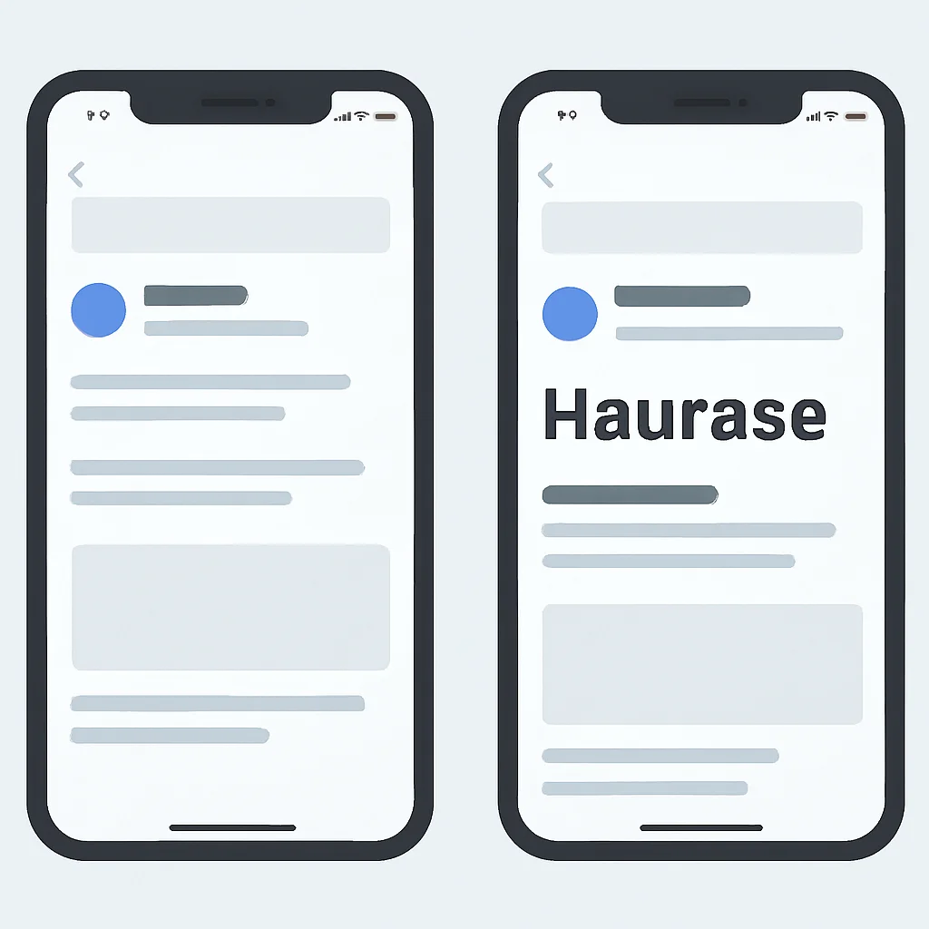 iOS UI comparison showing dynamic type support