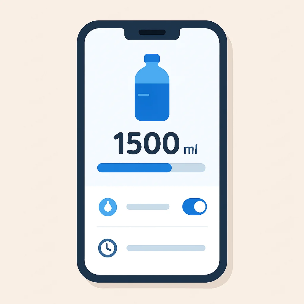 Hydration tracking app interface on a smartphone