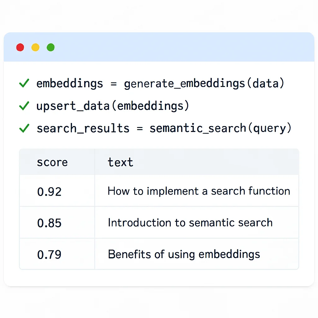 Python script output for vector database interaction
