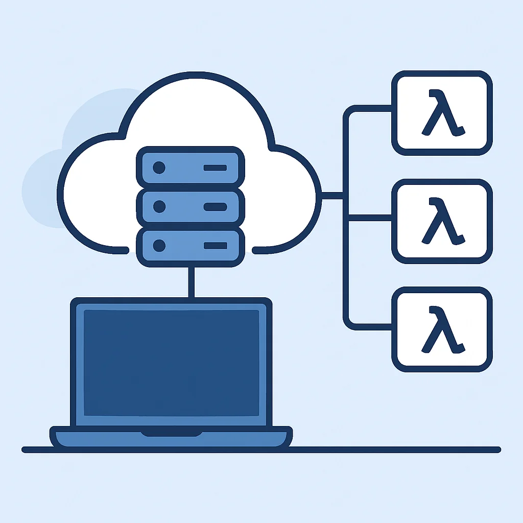Konzept Serverless Computing mit Cloud und Funktionen