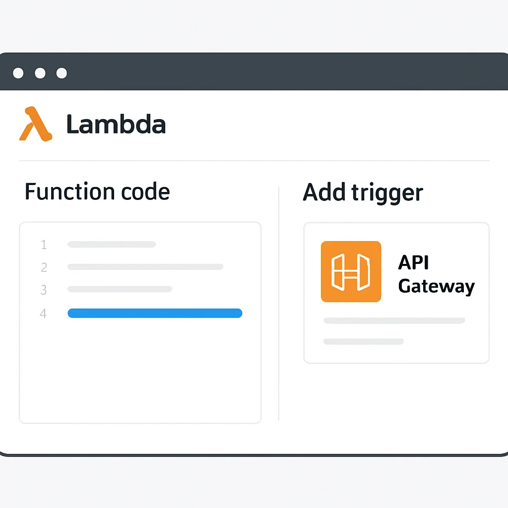 AWS Lambda Konsole mit Funktion und API Gateway Trigger