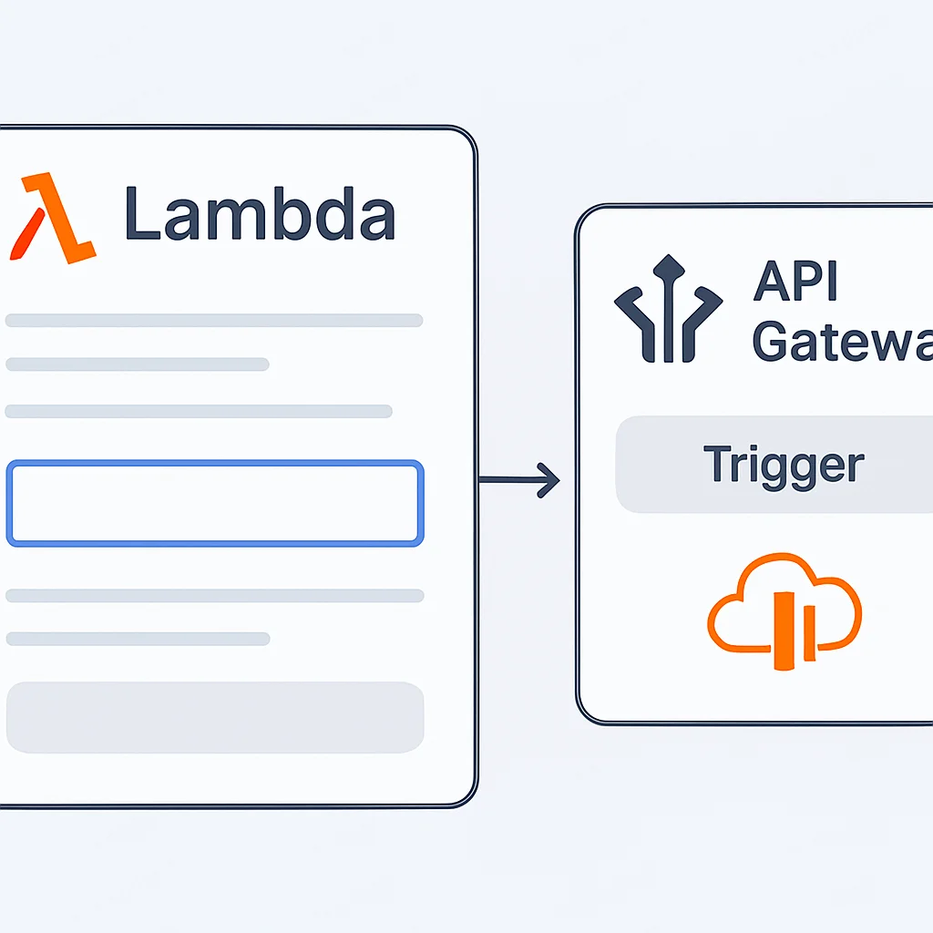 Screenshot AWS Lambda Konsole mit Funktionskonfiguration und API Gateway Trigger